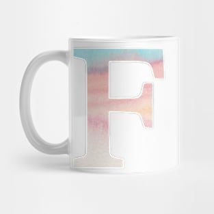 The Letter F Rainbow Watercolor Mug